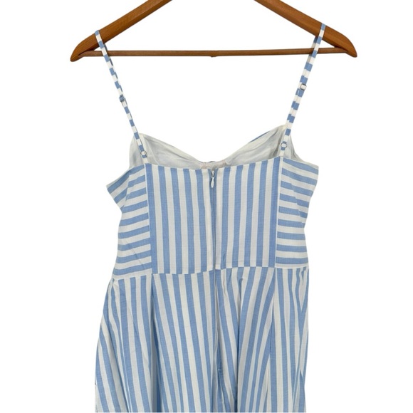 Eliza J Blue White Striped Belted Fit & Flare Midi Dress size 14 - Picture 7 of 12